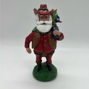 Texas Cowboy Santa OOAK Artist Signed Sculpture Figurine Statue Christmas Decor
